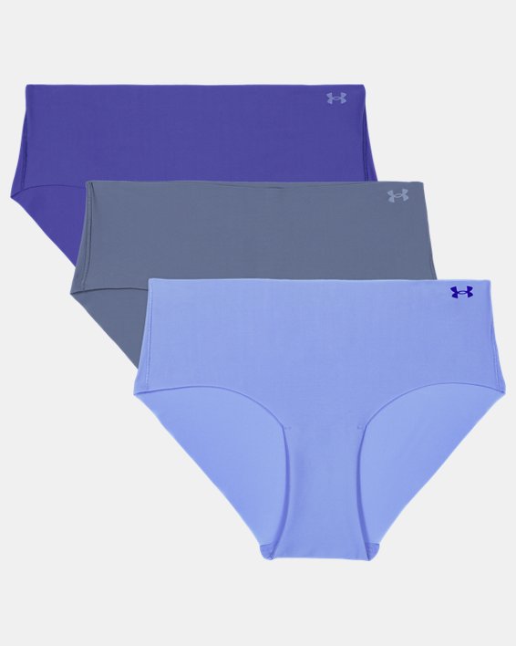 Women's UA Pure Stretch 3-Pack No Show Hipster, Purple, pdpMainDesktop image number 3